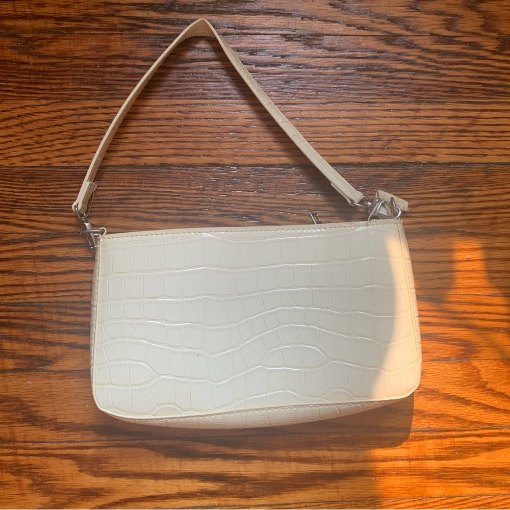 Elegant Cream Croc-Embossed Shoulder Bag | SHEIN Cream Shoulder bag